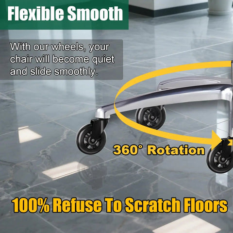 Office Chair Wheels 3 Inch Roller Blade Rubber Casters Replacement Set Of 5 Heavy Duty Quiet Glide For Hardwood Floors and Carpet