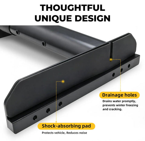 Heavy Duty Truck Ladder Rack With 800 Lbs Capacity For Large Size Pickups, Aluminum Construction, Rust Resistant, Weatherproof Coating, Lightweight Yet Durable, Easy Mounting And Secure Cargo Storage, black shock-absorbing pad with drainage holes