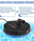 Automatic Pool Cover Pump 1500 GPH Submersible Sump with water level detection function, shown on pool surface