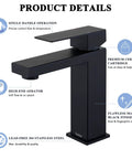 Matte Black Single Hole Bathroom Faucet With Overflow Pop Up Drain Modern Vanity Faucet With One Handle Water Saving Aerated Spout