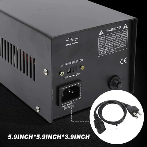 Back view of Beefy Heavy Duty Voltage Converter Transformer Step Up Down 110V To 220V And 220V To 110V with power cord.