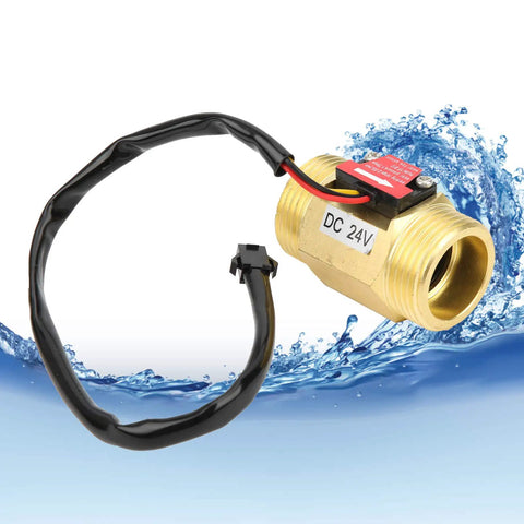Water Flow Meter With Counter Hall Effect Sensor YF B10 Brass Body G1 Male Thread 2 To 50 Liters Per Minute DC24V