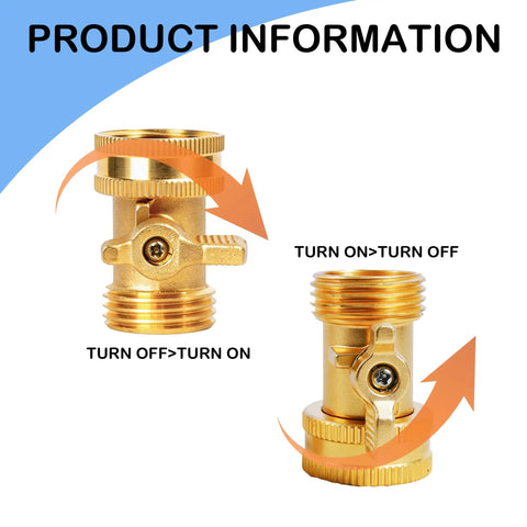 Heavy Duty Solid Brass Garden Hose Shut Off Valve Three Quarter Inch 2 Pack With Four Extra Rubber Washers Easy Grip Leak Proof Water Shut Off For Outdoor Hoses brass valve, turned on and off