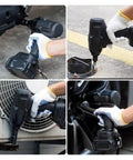 Gangsuqd Brushless Impact Wrench in use, showcasing high torque cordless electric power tool for car repairs and scaffold work.