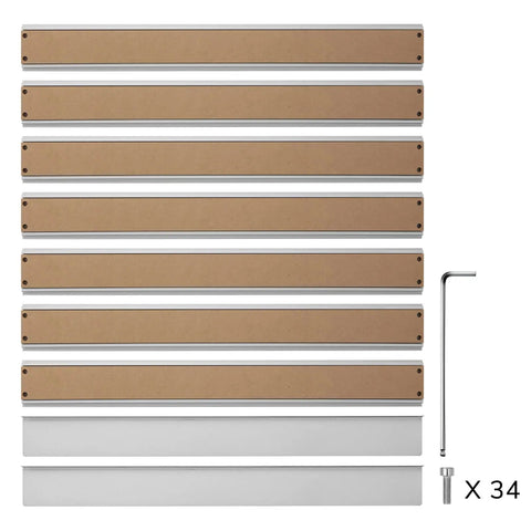 6060 Aluminum And MDF Hybrid Spoilboard Table components for CNC Router, including screws and tool, size 790 x 673 x 20mm.