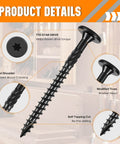 Size 14 Lag Screws 100 Pack For Outdoor Wood, Structural Deck And Framing Screws, Rust Resistant Black Finish, 2-7/8 Inch, Thick Shank With Aggressive Threads, Includes T30 Star Bit, Built For Strong Joints And Long-Lasting Hold.