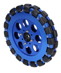 8 inch Omni Wheel Dual Set For DIY Robotics with blue aluminum hub and 18 silicone rollers