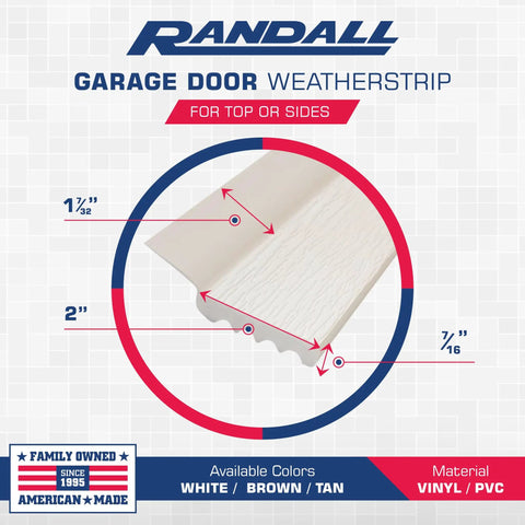 Garage Door Weatherstrip Seal Dual Vinyl 7 Feet Top And Sides White For All Door Types Keeps Drafts Out Dust Debris Easy Installation