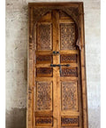 Hand Carved Barn Door For Farmhouse Style Solid Wood Sliding Or Hinged Interior Door, Double Or Single Rustic Wood Door