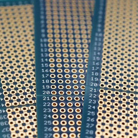 Close-up of 3 Piece Solderable Breadboard Split Design Universal PCB Shield Board Double Sided With Tinned Gold Plated Holes