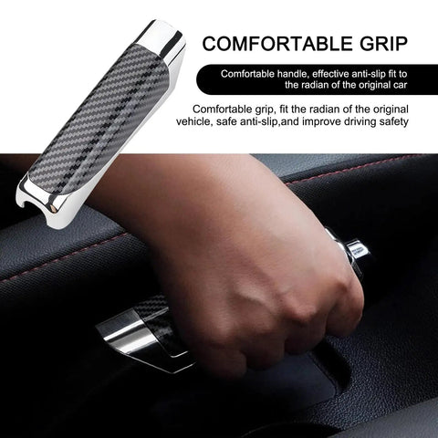Dope Carbon Fiber Look Handbrake Cover For Cars With Self Adhesive Grip Wear Resistant ABS Anti Scratch Universal Sleeve