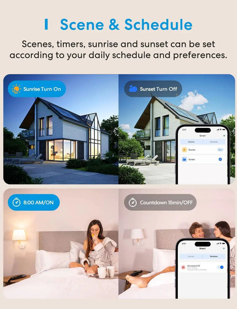 Image showing Three Way Smart Switch Kit Two Pack With Neutral Wire Required, scheduling sunrise and sunset lights with app.