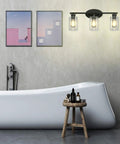 Bathroom with wall lamp featuring Three Pack 6 Inch Seeded Bubble Glass Light Shades With 4 Inch Top And Bottom Diameters And 1-5/8 Inch Fitter