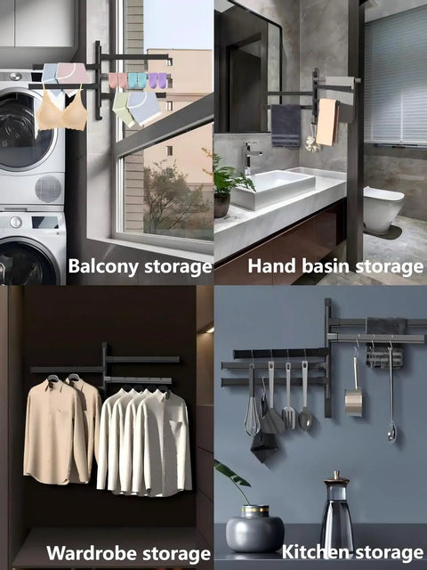 Rotating Towel Rack For Bathroom Kitchen And Balcony, Space Saving Over The Door Towel Holder in various storage settings