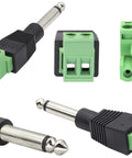 Pro Audio Gear 6.35mm TS Mono Male To 2 Pin Female Screw Terminal Block Connector Pluggable Wire Solderless Adapter Pack Of 5
