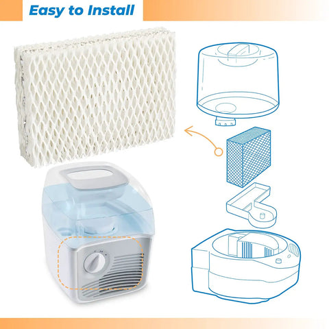 Diagram showing 4 Pack WF813 Humidifier Filter Replacement For ReliOn RCM-832 RCM-832N ProCare PCWF813 setup and installation.