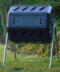 Canadian Made 37 Gallon Dual Chamber Tumbling Composter With 100 Percent Recycled Resin Eco Friendly Outdoor Rotating Bin For Garden Kitchen And Yard Waste Black Finish