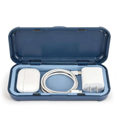 Clutch Tech Organizer Case With Magnetic Abs Build And Smooth Silicone Tray For Straight Up Cable Sorting and Apple charger, earbuds inside