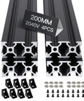 Four 1500mm 2040 V-Slot Aluminum Extrusion Profiles In Silver, Beefy Precision, Anodized Finish For Tough, Smooth Build Frames And Easy DIY Projects Today. 2040 V-slot aluminum extrusions with brackets and hardware