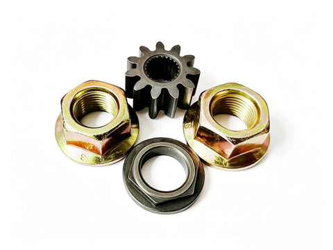 All In One Steering Shaft Pinion And Bushing Kit With Five By Eight 18 Flanged Spindle Blade Lock Nut heavy duty parts for mowers.