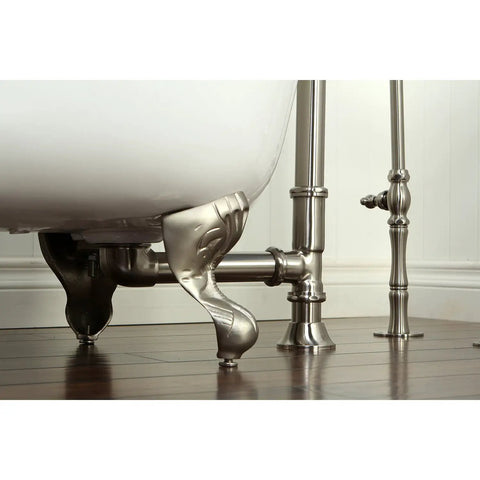 Retro Clawfoot Tub Drain With Lift And Turn Stopper Brushed Nickel Finish 22-5/8 Inch Fit Solid Brass Construction detail view