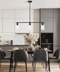3 Light Black Kitchen Island Lighting Fixture Over Table Totally Modern Linear Chandelier With Clear Glass Shades Farmhouse Style