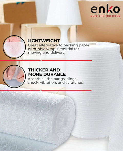High Density Solid Foam Wrap Roll For Shipping And Moving Delivers Knockout Cushioning For Dishes Glassware And Breakables Comes With Quick Peel Fragile Labels For No Sweat Packing