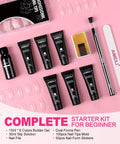 HEMA Free Builder Gel Kit With 6 Colors 15ml Each For Nail Extensions, UV LED Compatible DIY Starter Set on pink background