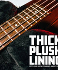 Hard Shell Wood Bass Case With Moisture Resistant Tolex Finish Built Tough Plywood Construction Secure Chrome Locking Latches Ergonomic Carry Handle Fits Electric Bass Guitars Including Precision And Jazz Bass Models And More. plush-lined interior with bass neck and strings