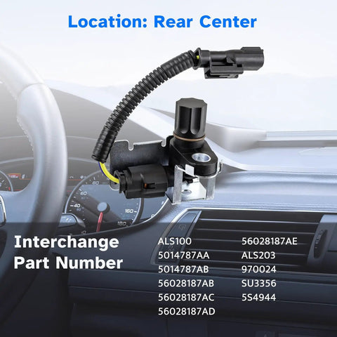 Heavy Duty Replacement Rear Center Abs Wheel Speed Sensor Compatible With Dodge Dakota Durango Ram 1500 2500 3500 Pickup Van 1999 2005 installed in vehicle dashboard.