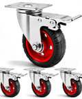 4 Inch Heavy Duty Swivel Casters With Dual Lock Safety Brakes And Non Marking Rubber Tires providing smooth rolling for carts.