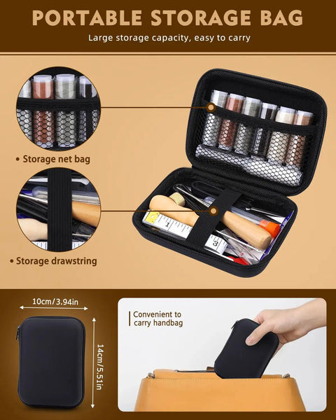 Heavy Duty Upholstery Repair Kit With Fifty Pieces Eight Thread Colors Thirty Two Upholstery Needles Two Awls Rippers Scissors Thimble Needle Threader Ruler And Storage Bag for car seats DIY