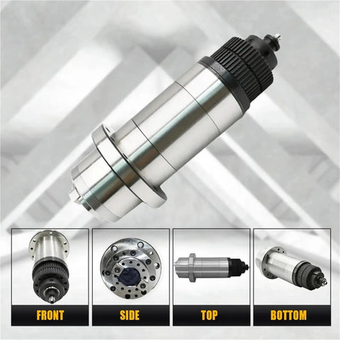 Rock Solid BT30 ATC Spindle Motor With Five Precision Bearings Synchronous Belt And Drawbar, shown from multiple angles.
