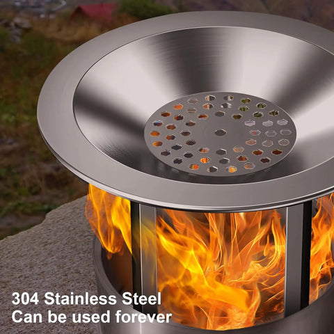 Heat Diverter For Mesa XL Fire Pit With 3 Detachable Legs In 304 Stainless Steel Captures And Redirects Warmth, Expands Heat Radius