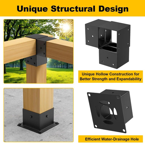 Beefy 8 Pack 4x4 Post Bracket Kit For Pergolas And Outdoor Builds 3 Way Right Angle Corner Brackets Heavy Duty Steel