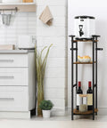 36.5 Inch Tall Freestanding Water Dispenser Stand With Multi Level Shelves For 1 To 5 Gallon Jugs Ceramic Water Bottle Holder Brown in kitchen setting