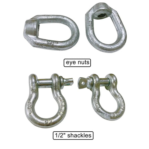 Built To Tow Heavy Duty Safety Chains Kit For 5th Wheel And Gooseneck Towing Universal Rail Or Gooseneck Connection Gold Finish Up To 24,000 Lb Capacity Eye Nuts And 1/2 Inch Shackles