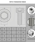 M6 X 25 Millimeter Titanium Bolts, Killer Lightweight Hex Screws For Bikes And Motorcycle Whips, Rust Proof Fastener Pack, Boss Grade Upgrades, Natural Finish, Tight Fit dimensions and specifications.