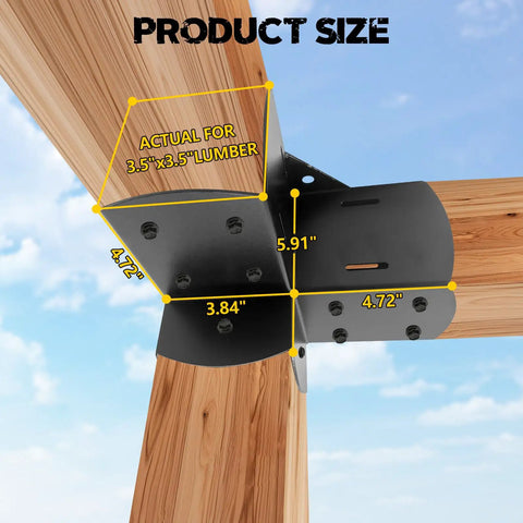 Built Tough 3 Way Right Angle Corner Brackets For 4x4 Wood Beams Outdoor Pergola Gazebo Supports Heavy Duty 14 Gauge Steel Weather Resistant Hardware Included 2 Pack Actual Size 3.5 x 3.5 Inches