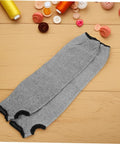 Heavy Duty Cut Resistant Arm Sleeves With Thumb Hole And No Sweat Breathable Design For Mechanics And Craftsmen. Silver fabric.