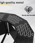 Close-up of 48 Inch Fire Pit Surround Tabletop with coated metal surface, featuring 360 Degree Safety Barrier for backyard hangouts.