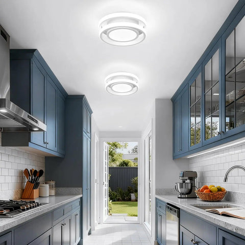 Low Profile Round LED Ceiling Light 32W Sleek Modern Fixture For Bedroom Hallway And Corridor, Cool White 6000K Aluminum Frame