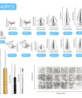 Badass 543 Piece Punk Studs And Spikes Kit With Eight Cone Sizes, Square Pyramid Nails, Rounded Leather Rivets, Heavy Duty Punch Tools And Case for DIY.