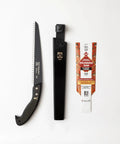 Japanese Pruning Saw With Fluorine Coated High Carbon Steel Blade 9.4 Inch Tooth Pitch 7.5 Millimeter with black handle and sheath