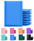Stack of Blue Waterproof Bubble Mailers 4x8 Self Seal Adhesive Shipping Bags With Cushioned Padded Envelopes For Mailing And Packaging, 50 Pack