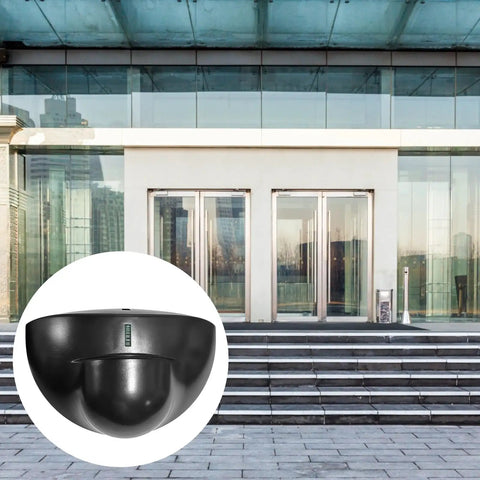 Building entrance with Outdoor Microwave Motion Sensor With No Guesswork Precision In Human Presence Sensing, 12V To 24V Radar Switch overlay
