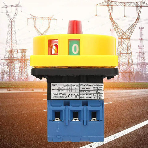 Rotary Cam Changeover Switch 3 Pole 2 Position Load Circuit Breaker On Off Power Switch 25 Amp Compact Industrial Control
