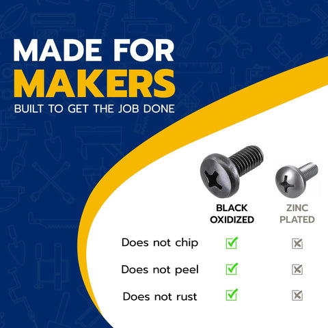 Black Stainless Steel License Plate Screws For Audi And VW, two types showing black oxidized and zinc plated options