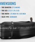 27.5 Inch Bike Tube 1.75-2.125 With Butyl Rubber, Durable Puncture-Proof Mountain Bike Inner Tube with Schrader valve