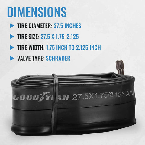 27.5 Inch Bike Tube 1.75-2.125 With Butyl Rubber, Durable Puncture-Proof Mountain Bike Inner Tube with Schrader valve